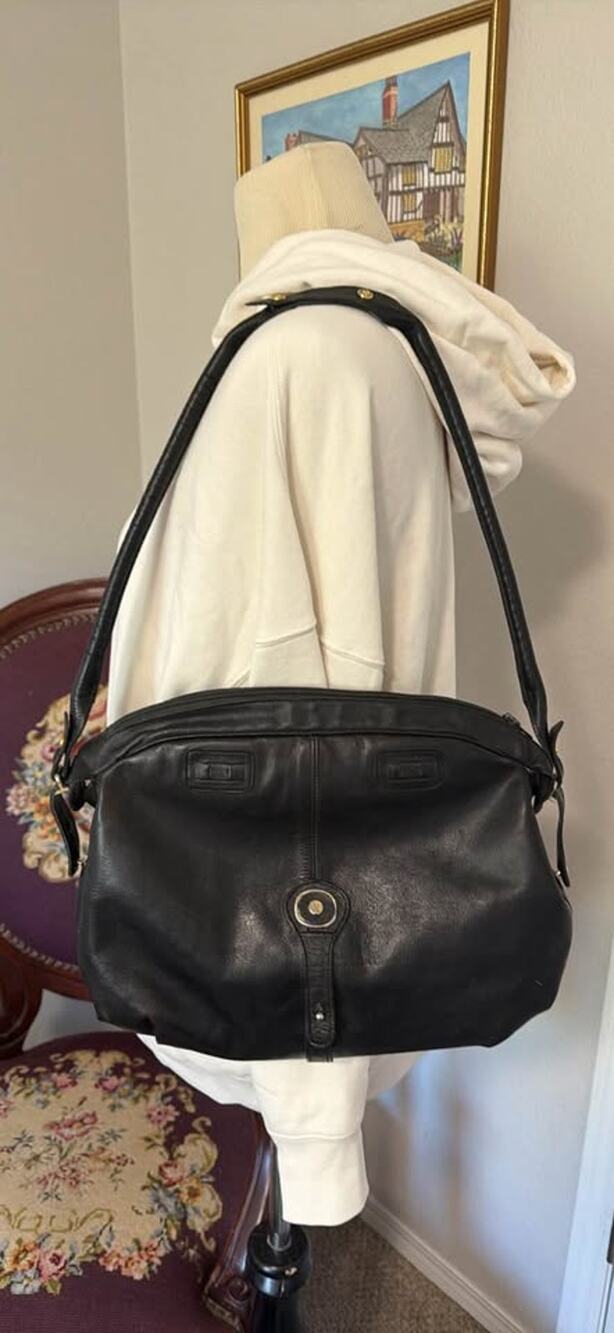 Vintage Black Likely French Leather Handbag
